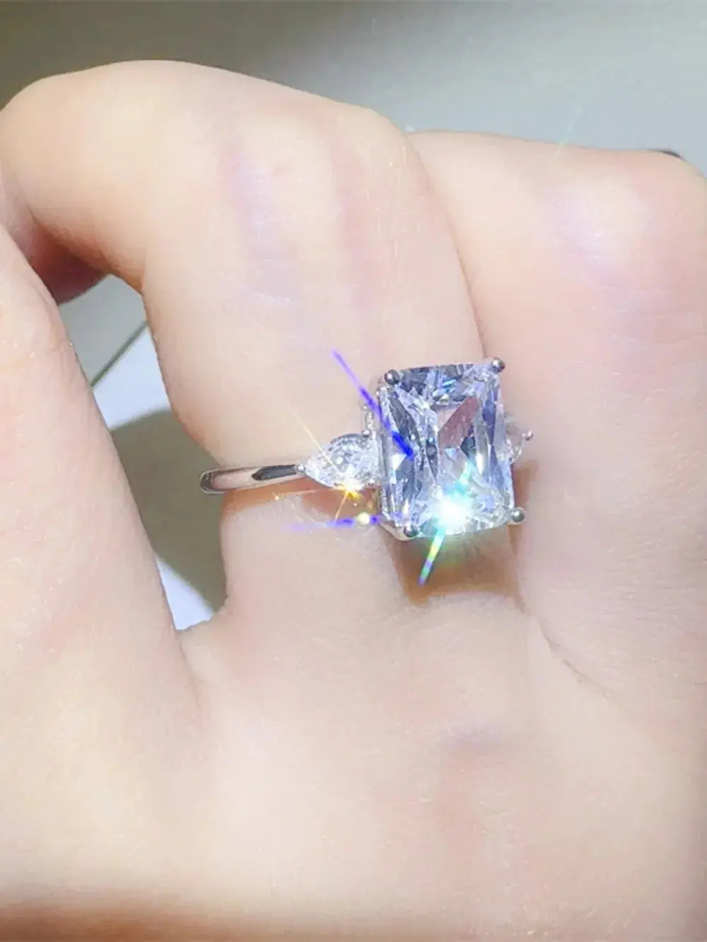 3 Carat Moissanite 925 Sterling Silver Square Shape Ring - SmileBen