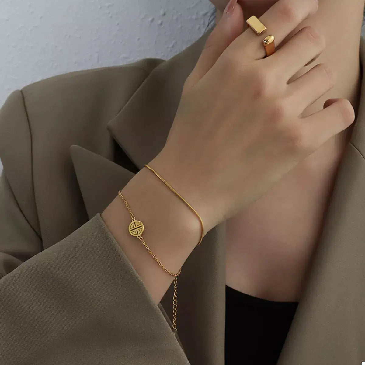 18K Gold-Plated Double Layered Bracelet - SmileBen