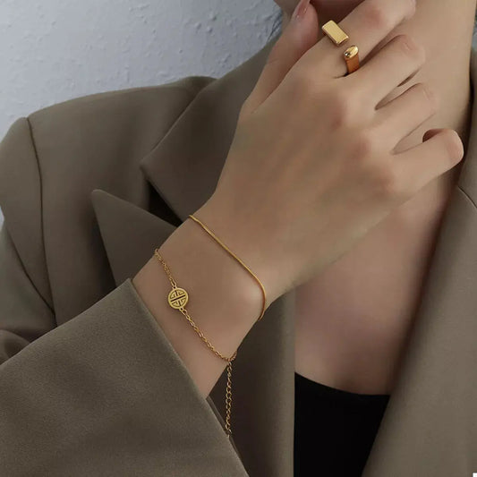 18K Gold-Plated Double Layered Bracelet - SmileBen