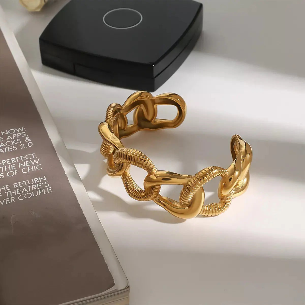 18K Gold-Plated Chain Link Open Bracelet - SmileBen