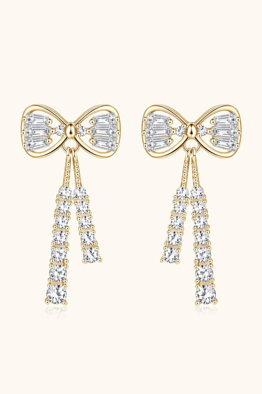 1.12 Carat Moissanite 925 Sterling Silver Bow Earrings - SmileBen