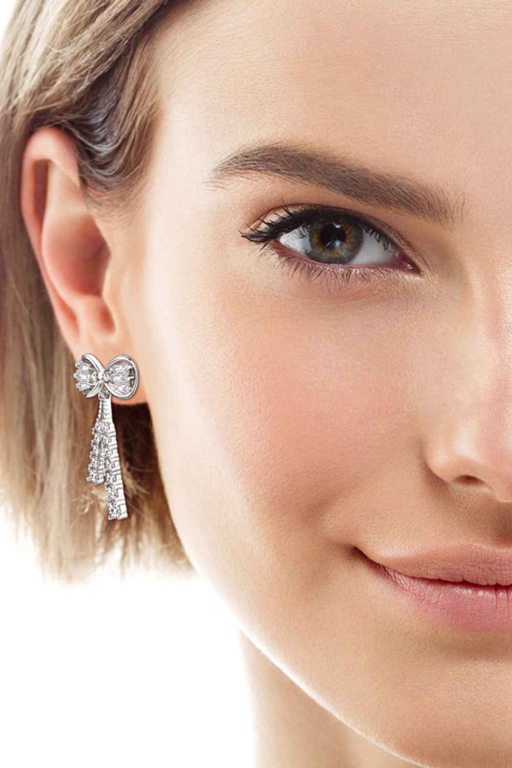1.12 Carat Moissanite 925 Sterling Silver Bow Earrings - SmileBen