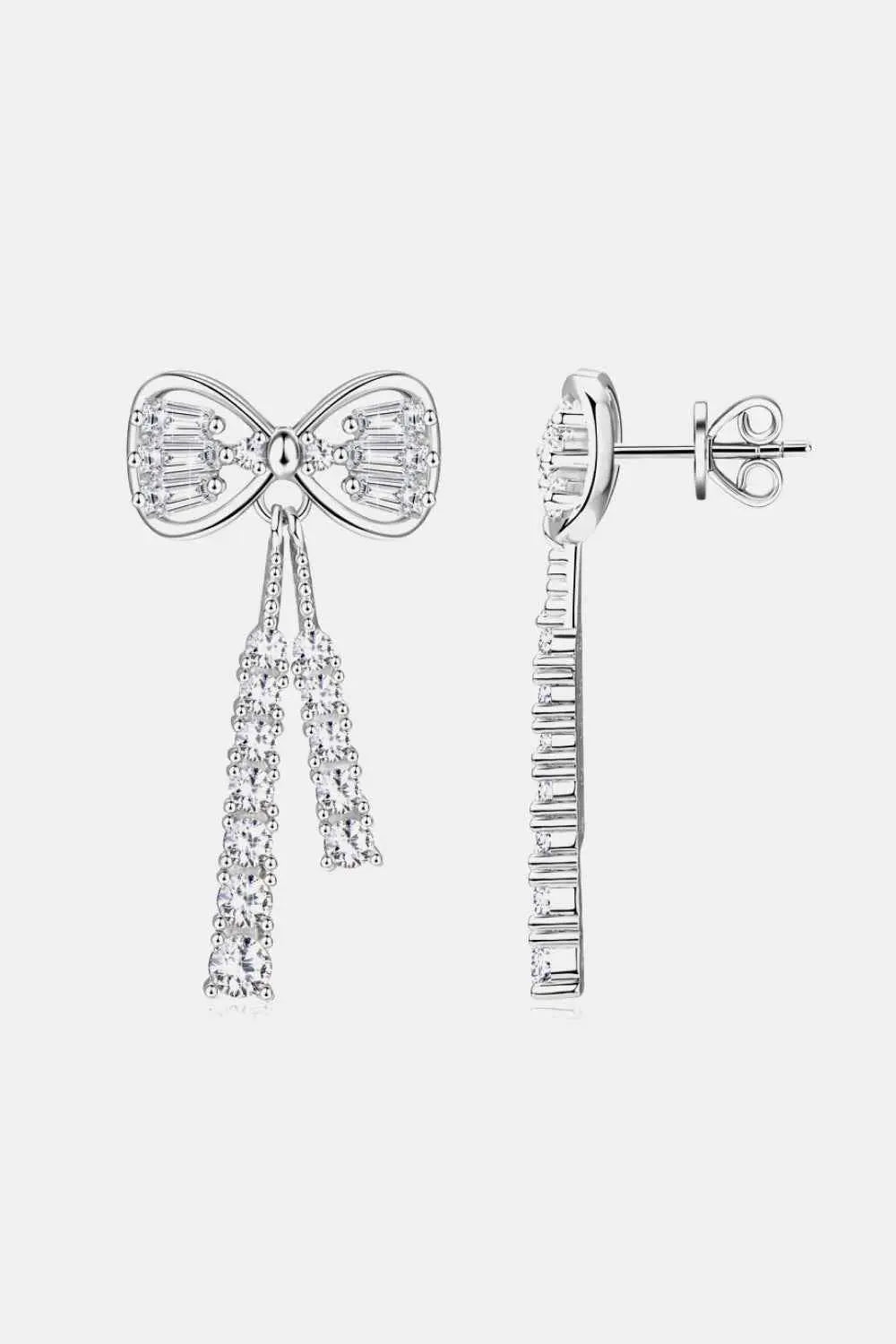 1.12 Carat Moissanite 925 Sterling Silver Bow Earrings - SmileBen