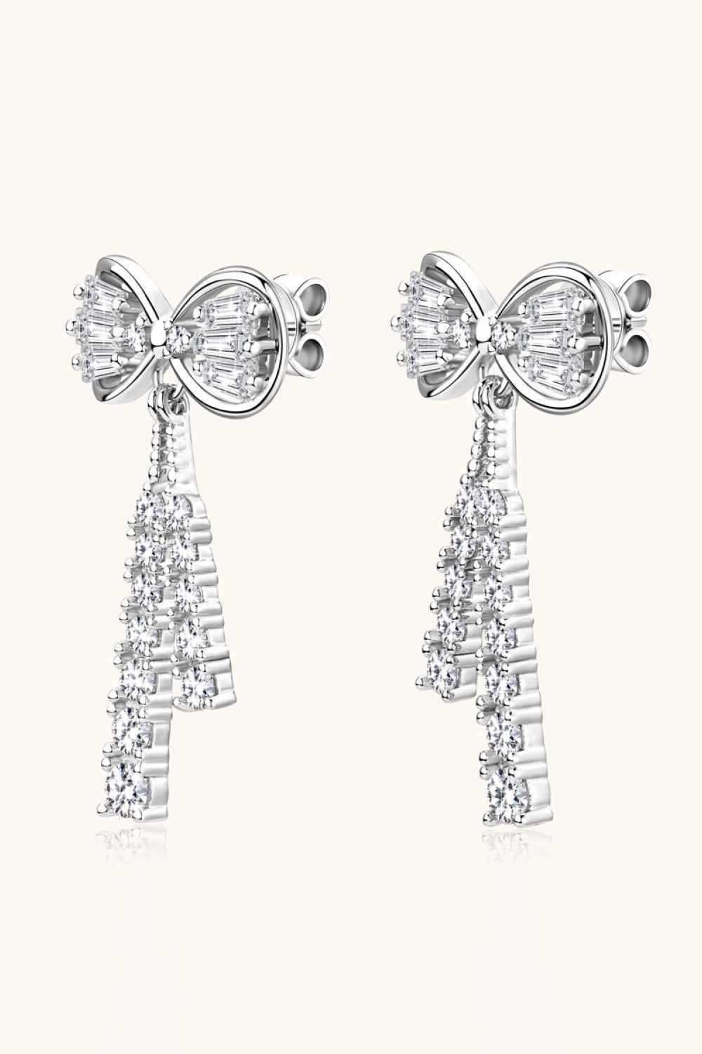 1.12 Carat Moissanite 925 Sterling Silver Bow Earrings - SmileBen