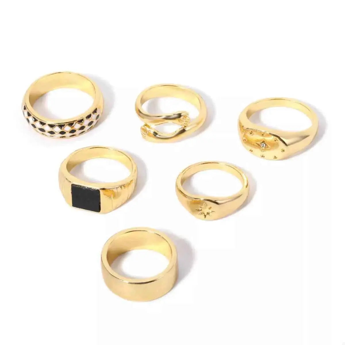 6 Piece 18K Gold-Plated Ring