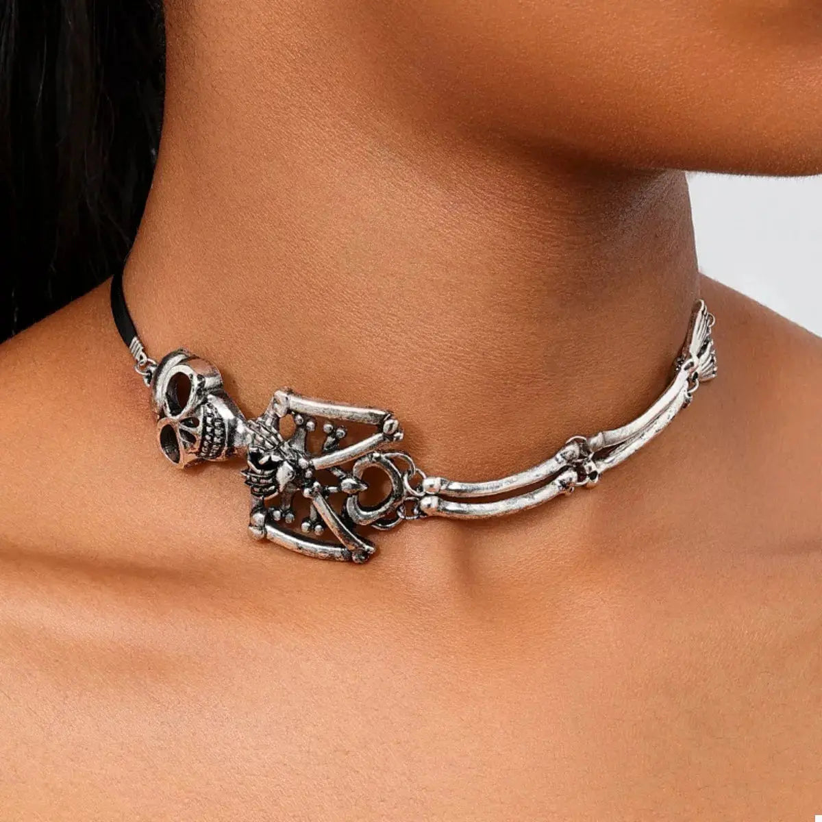 Alloy Skull Necklace and Bracelet Jewelry Set - SmileBen