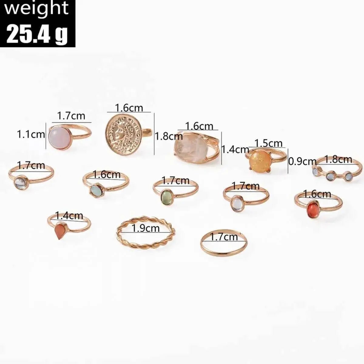 13 Piece 18K Gold - Plated Minimalist Ring Set - SmileBen