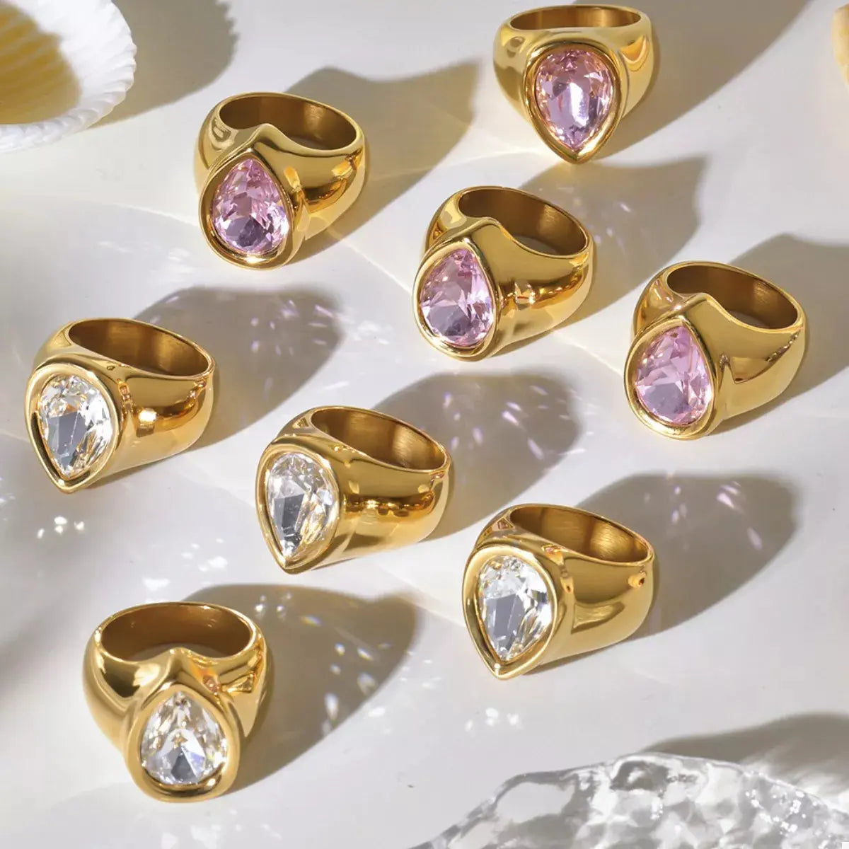 18K Gold-Plated Teardrop Zircon Ring - SmileBen