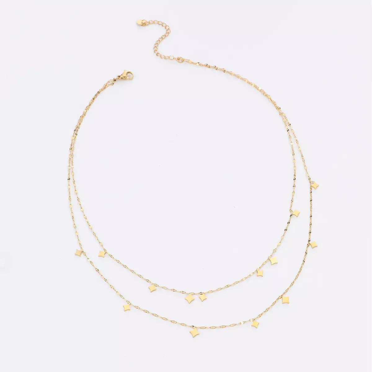 18K Gold-Plated Layered Star Charm Necklace - SmileBen