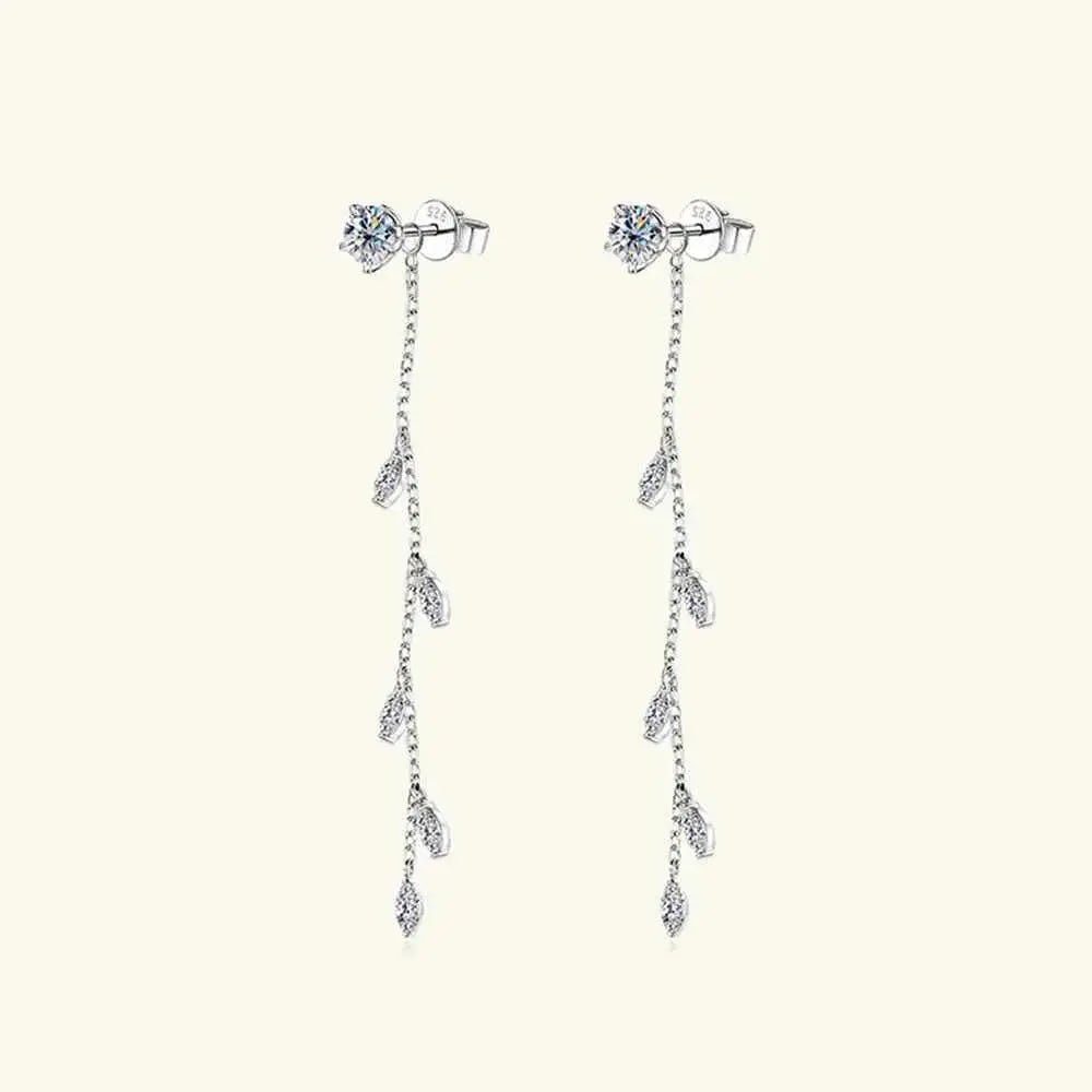 1.38 Carat Moissanite 925 Sterling Silver Leaf Earrings - SmileBen