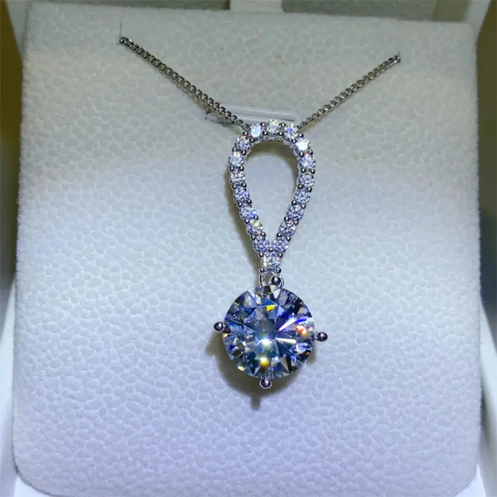 5 Carat Moissanite 925 Sterling Silver Teardrop Necklace - SmileBen