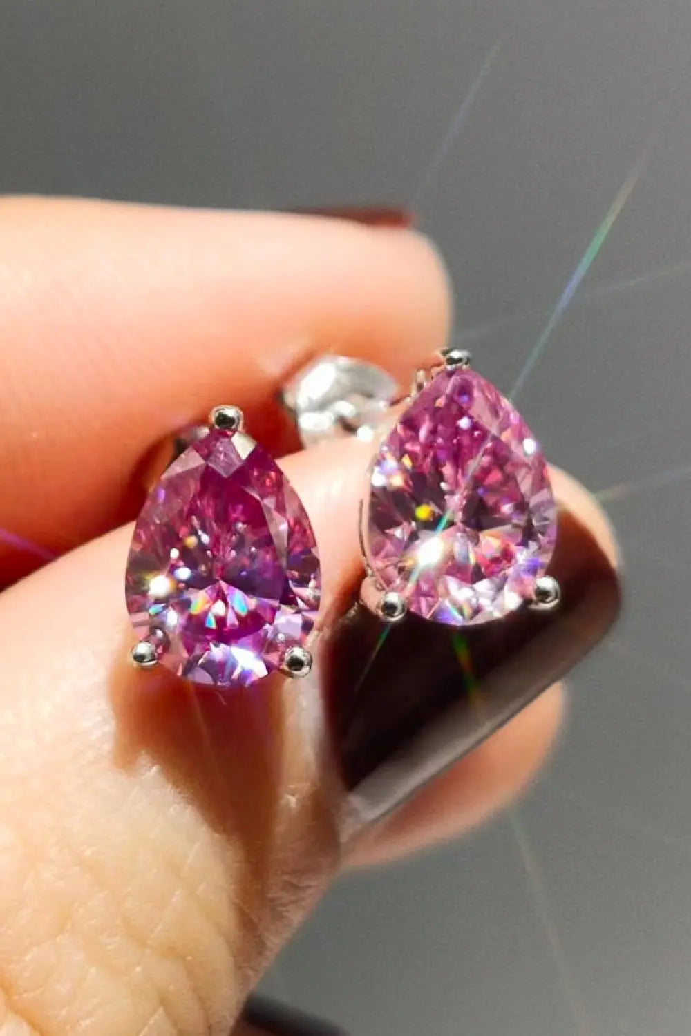 2 Carat Teardrop Moissanite Platinum-Plated Stud Earrings - SmileBen