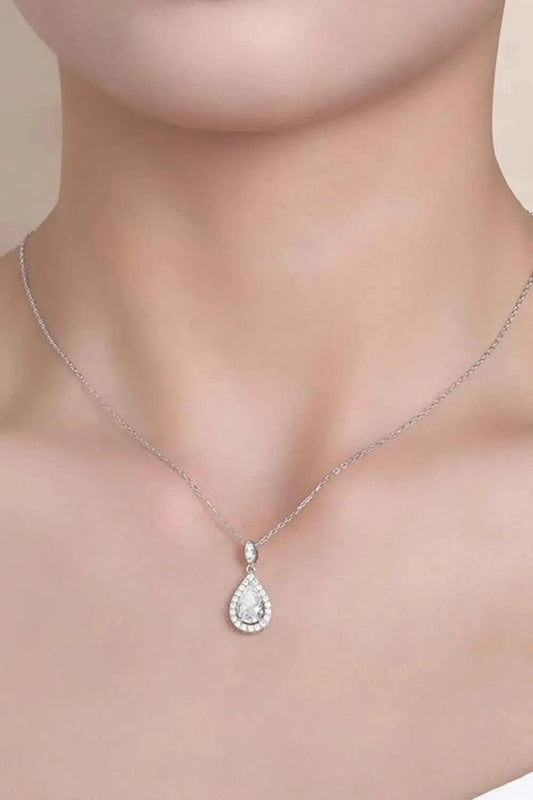 1.5 Carat Moissanite 925 Sterling Silver Teardrop Necklace - SmileBen