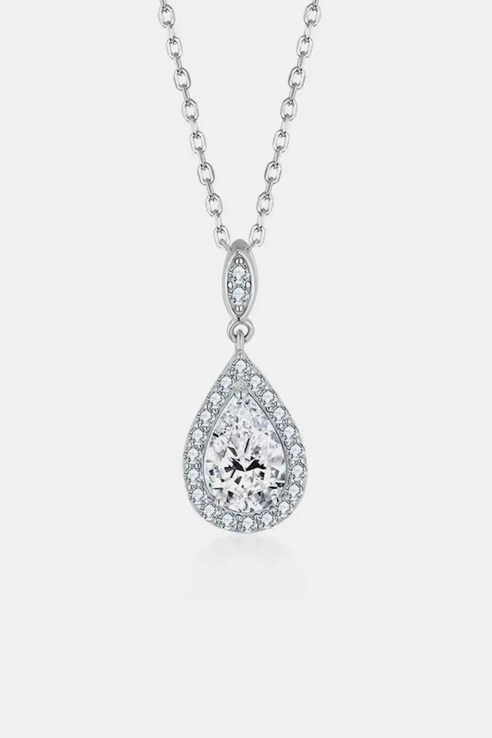 1.5 Carat Moissanite 925 Sterling Silver Teardrop Necklace - SmileBen
