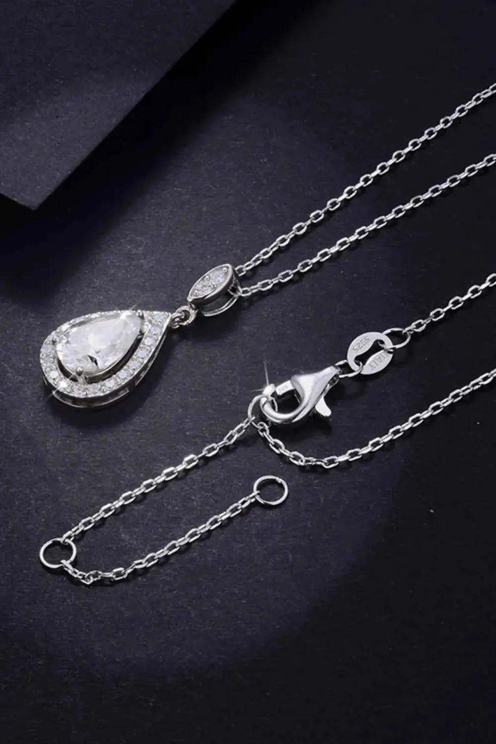 1.5 Carat Moissanite 925 Sterling Silver Teardrop Necklace - SmileBen