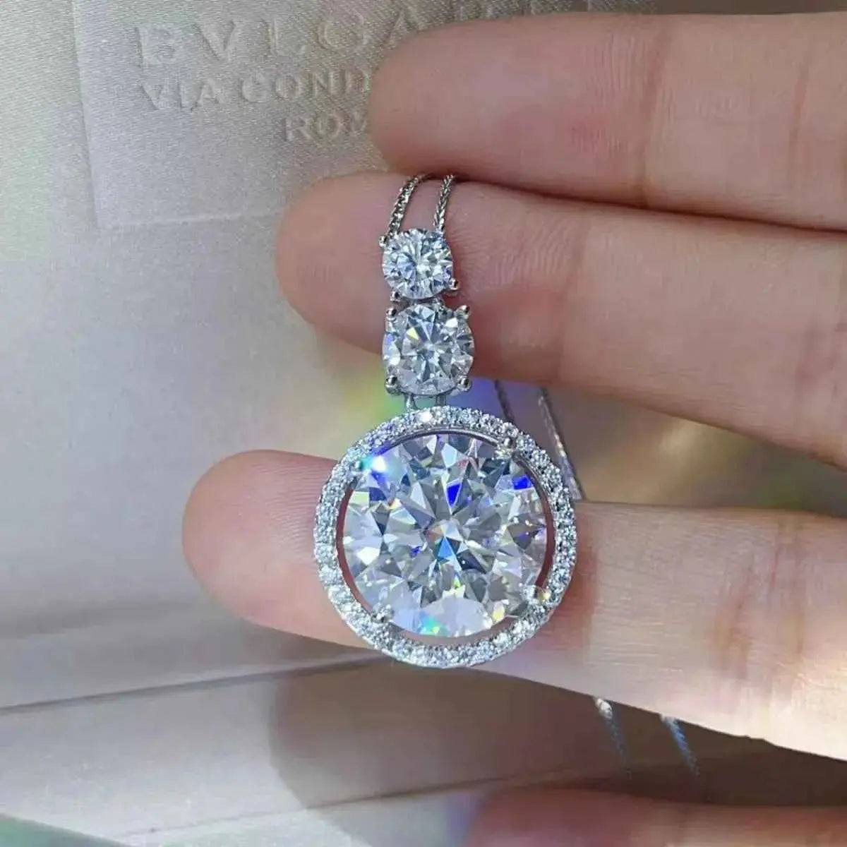 11.5 Carat Moissanite 925 Sterling Silver Pendant Necklace