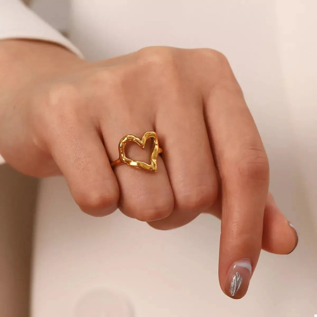 18K Gold-Plated Heart Ring - SmileBen