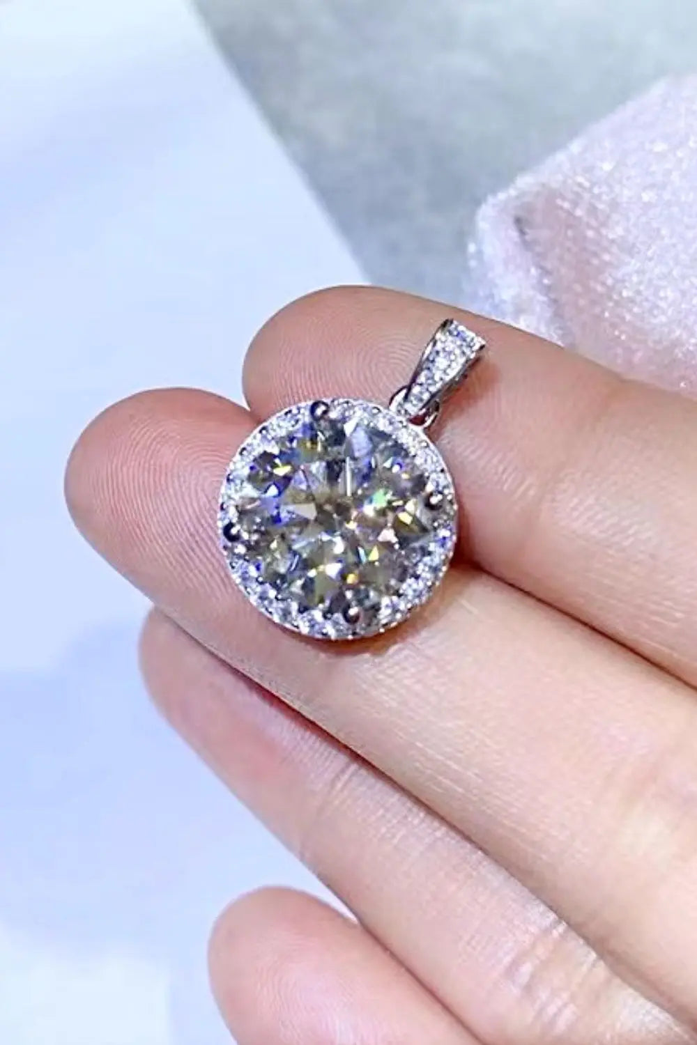 10 Carat Moissanite Pendant Platinum-Plated Necklace - SmileBen