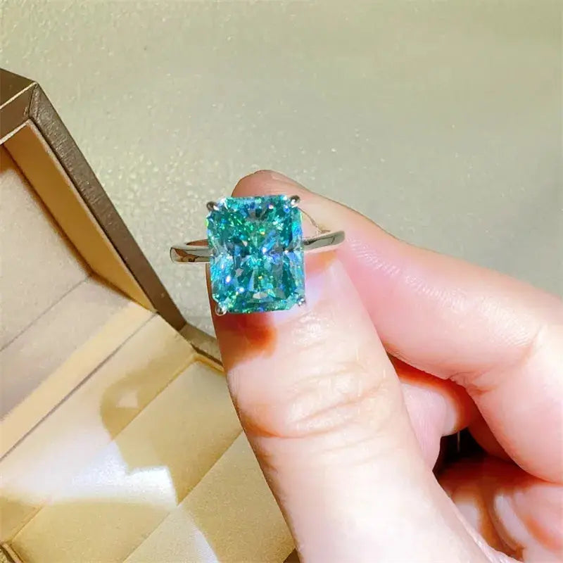 2 Carat 925 Sterling Silver Moissanite Rectangle Shape Ring - SmileBen