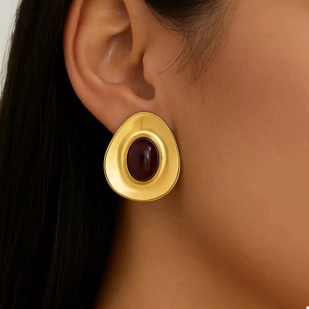 18K Gold-Plated Resin Stud Earrings - SmileBen