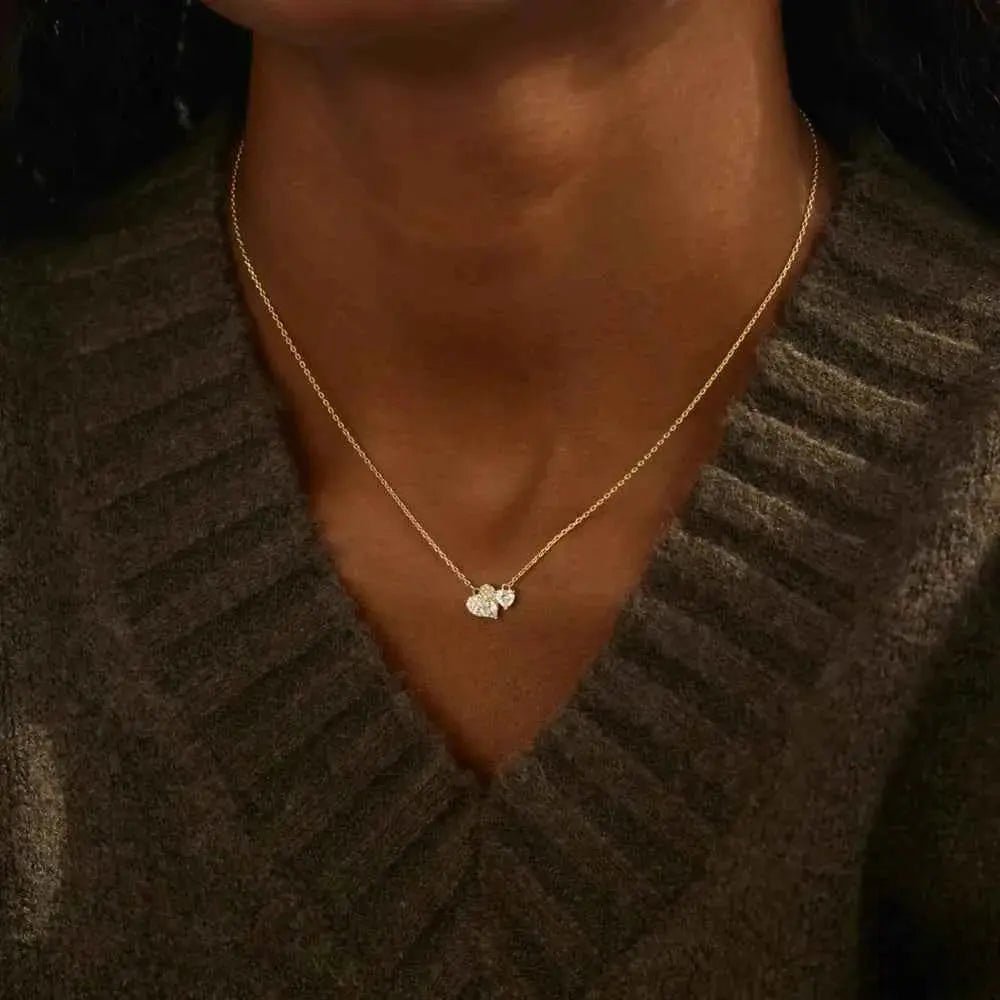 18K Gold - Plated 925 Sterling Silver Zircon Heart Necklace - SmileBen