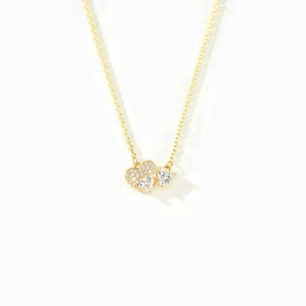 18K Gold - Plated 925 Sterling Silver Zircon Heart Necklace - SmileBen