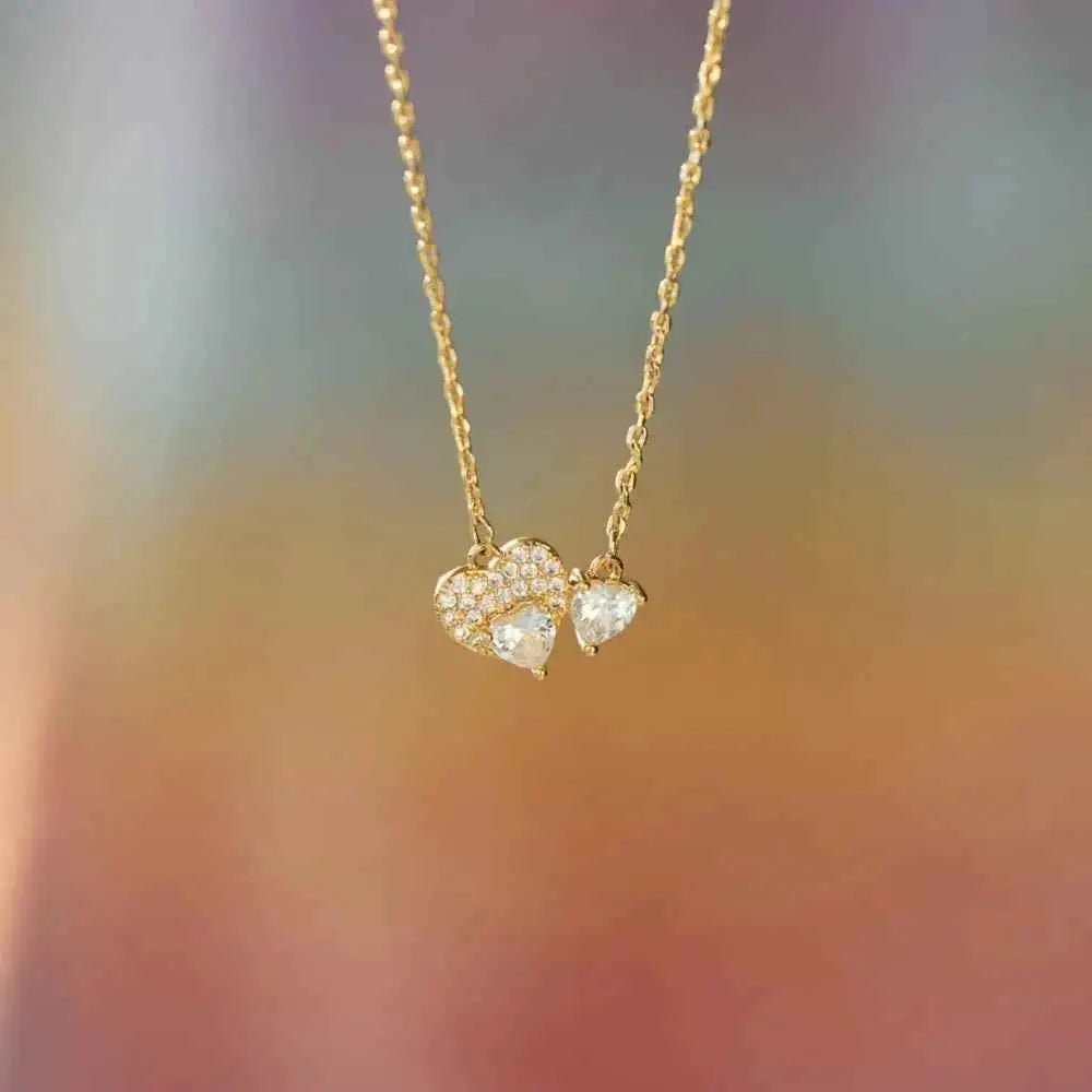 18K Gold - Plated 925 Sterling Silver Zircon Heart Necklace - SmileBen