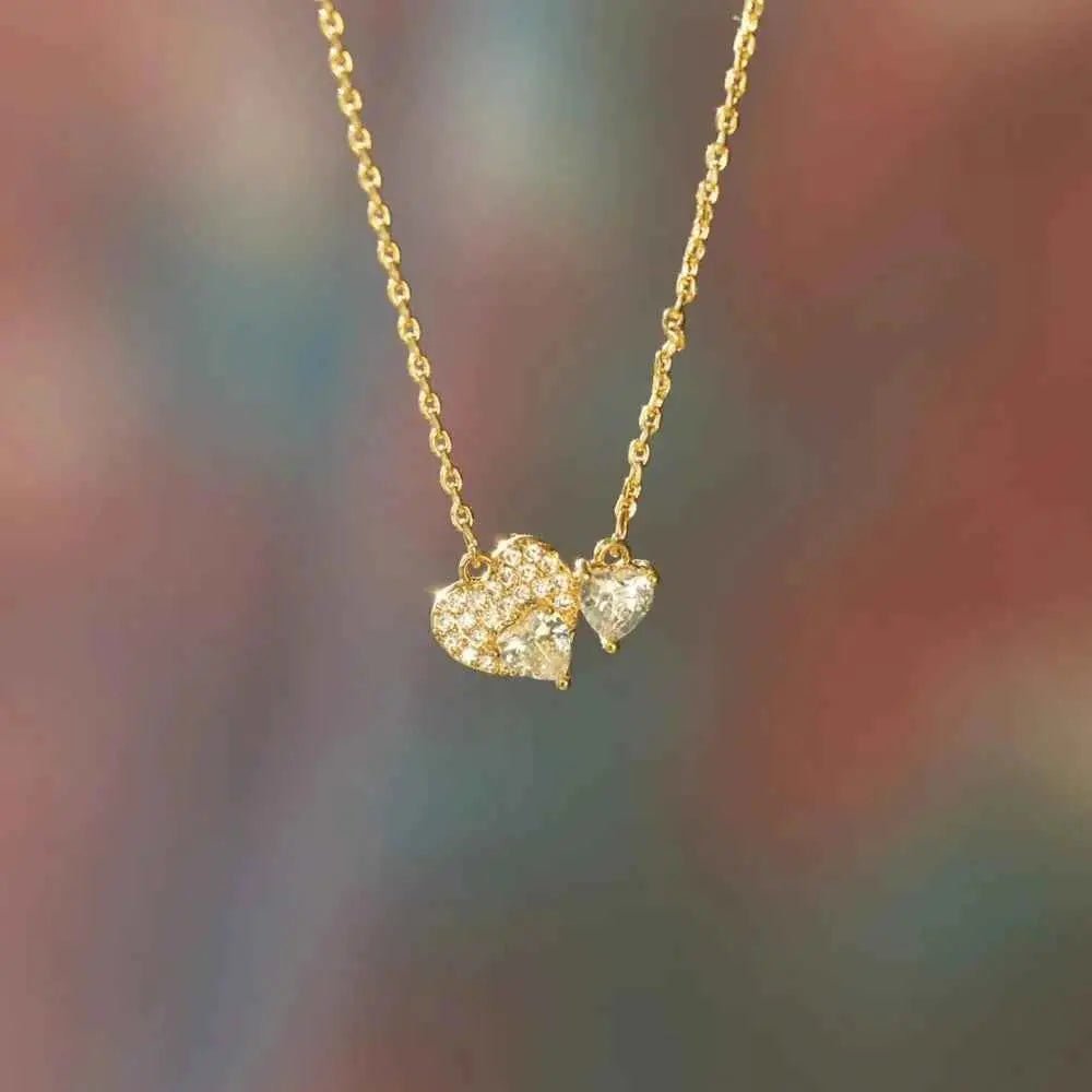 18K Gold - Plated 925 Sterling Silver Zircon Heart Necklace - SmileBen