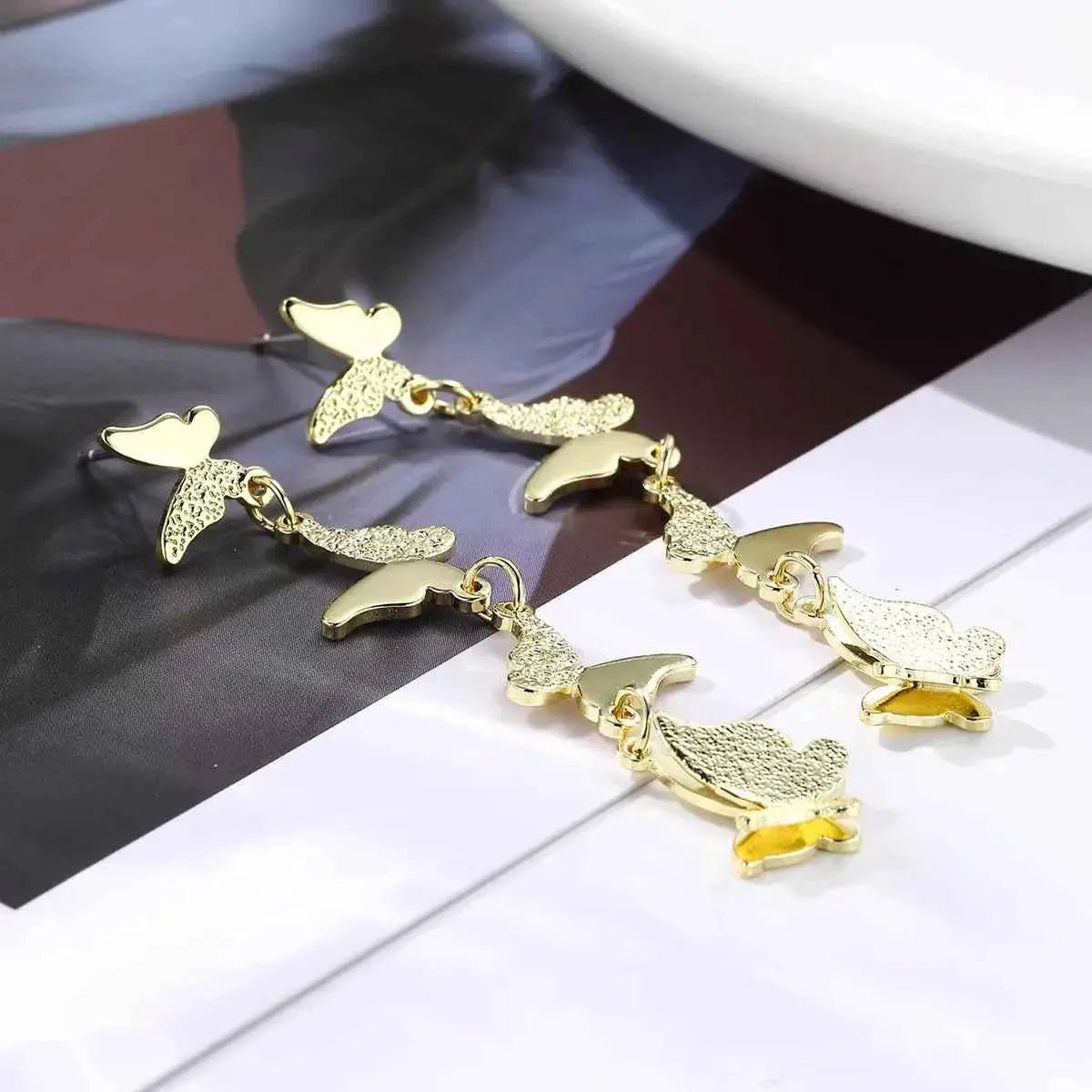 18K Gold - Plated Alloy Butterfly Earrings - SmileBen
