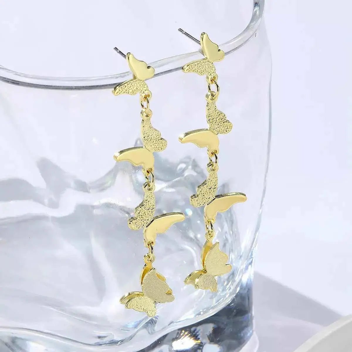18K Gold - Plated Alloy Butterfly Earrings - SmileBen