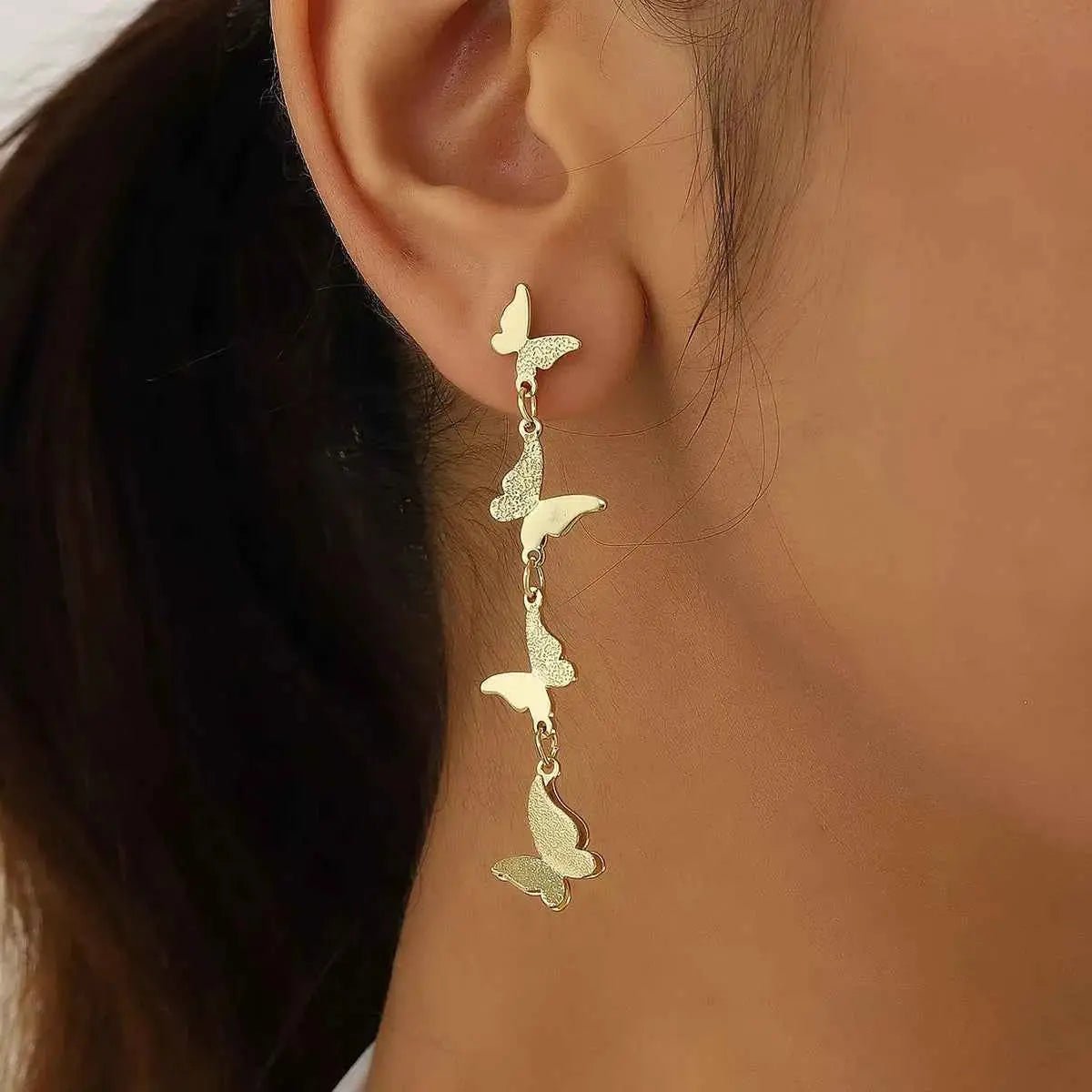 18K Gold - Plated Alloy Butterfly Earrings - SmileBen