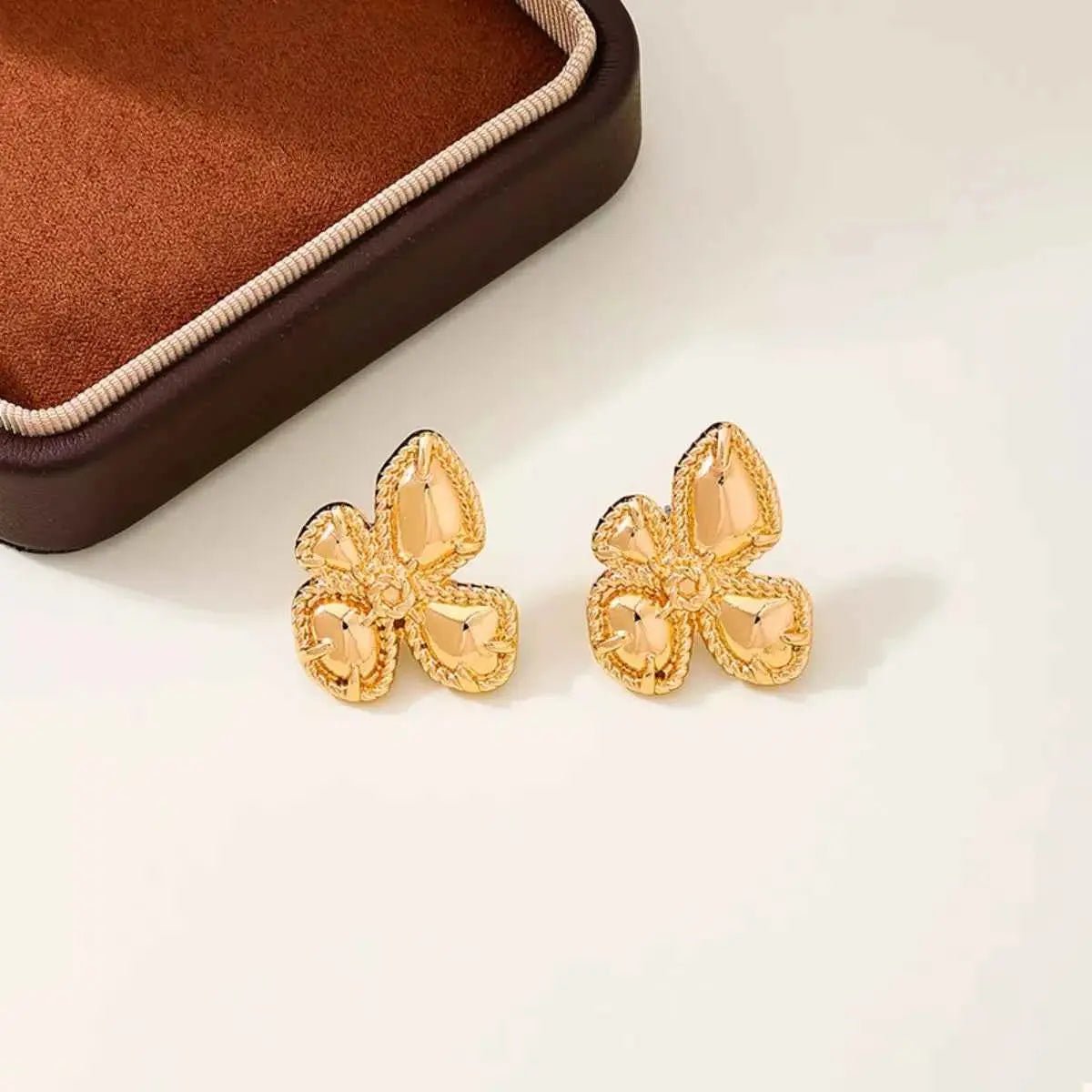 18K Gold - Plated Alloy Flower Stud Earrings - SmileBen