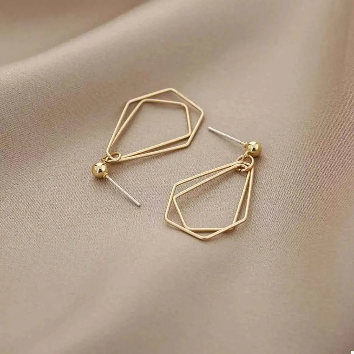 18K Gold - Plated Alloy Geometric Wire Drop Earrings - SmileBen