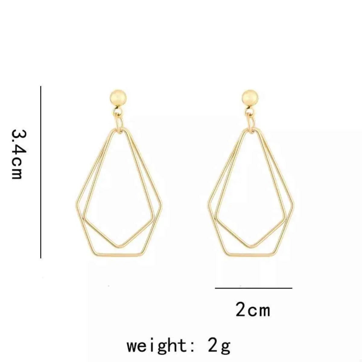 18K Gold - Plated Alloy Geometric Wire Drop Earrings - SmileBen