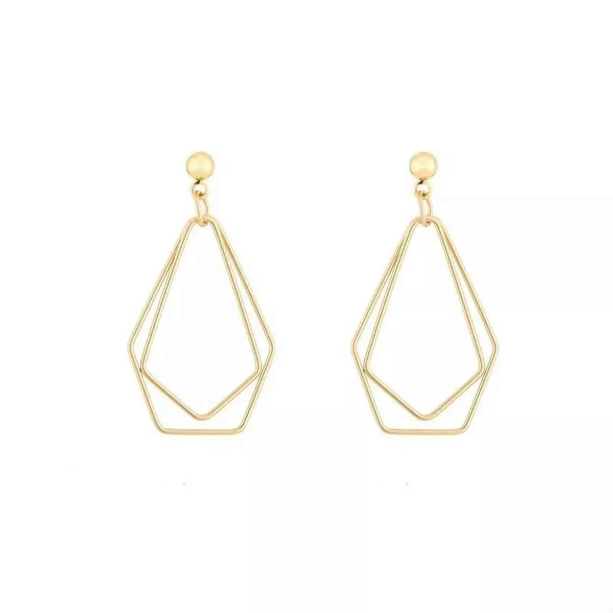 18K Gold - Plated Alloy Geometric Wire Drop Earrings - SmileBen