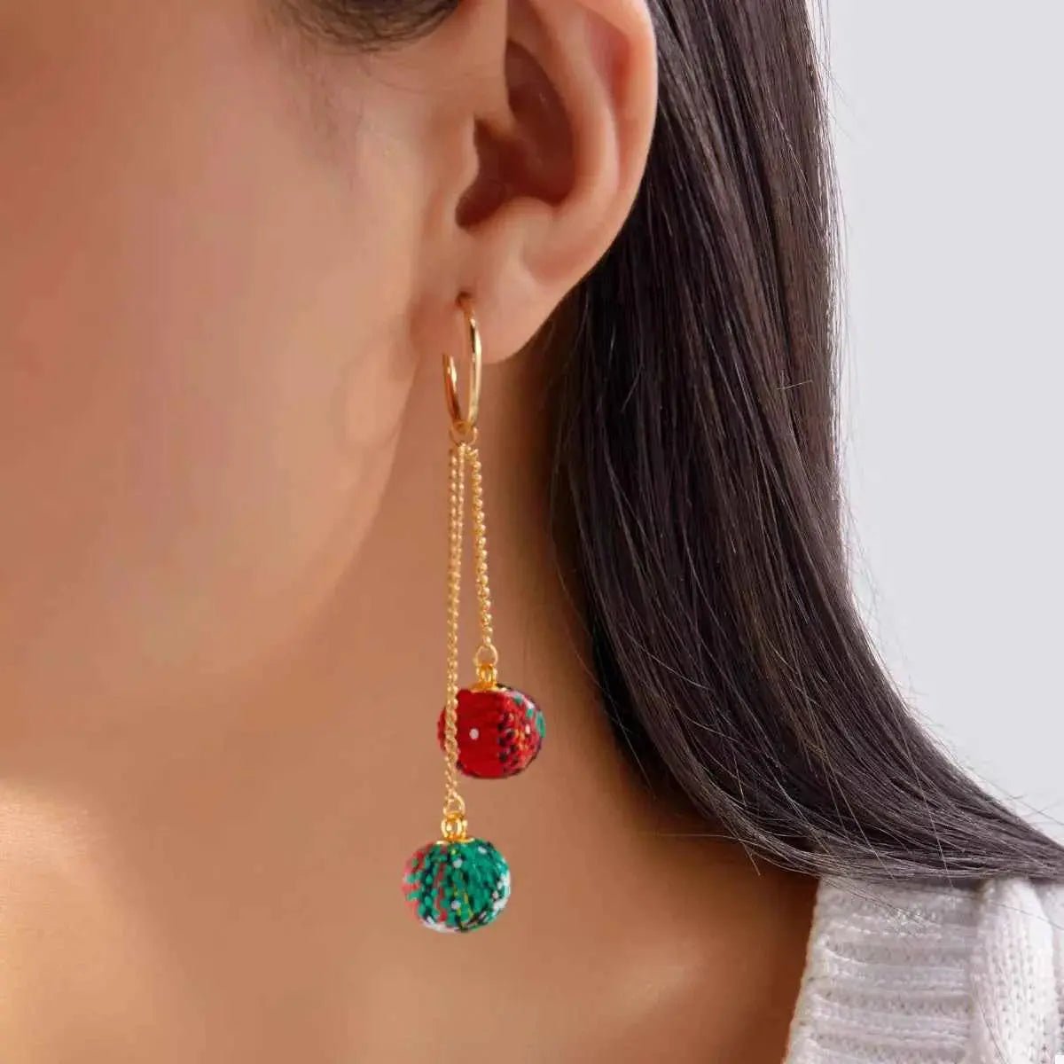 18K Gold - Plated Ball Drop Earrings - SmileBen