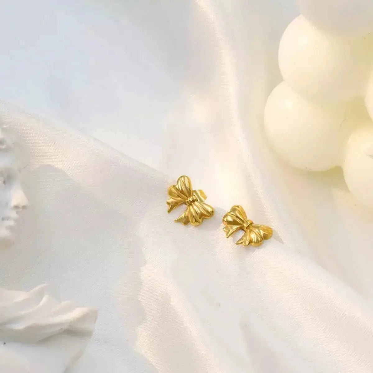 18K Gold - Plated Bow Earrings - SmileBen
