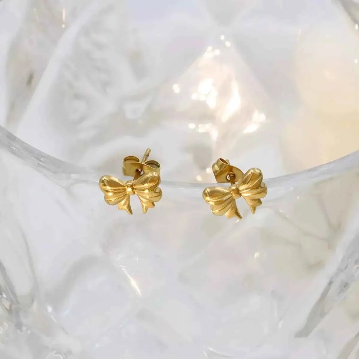18K Gold - Plated Bow Earrings - SmileBen