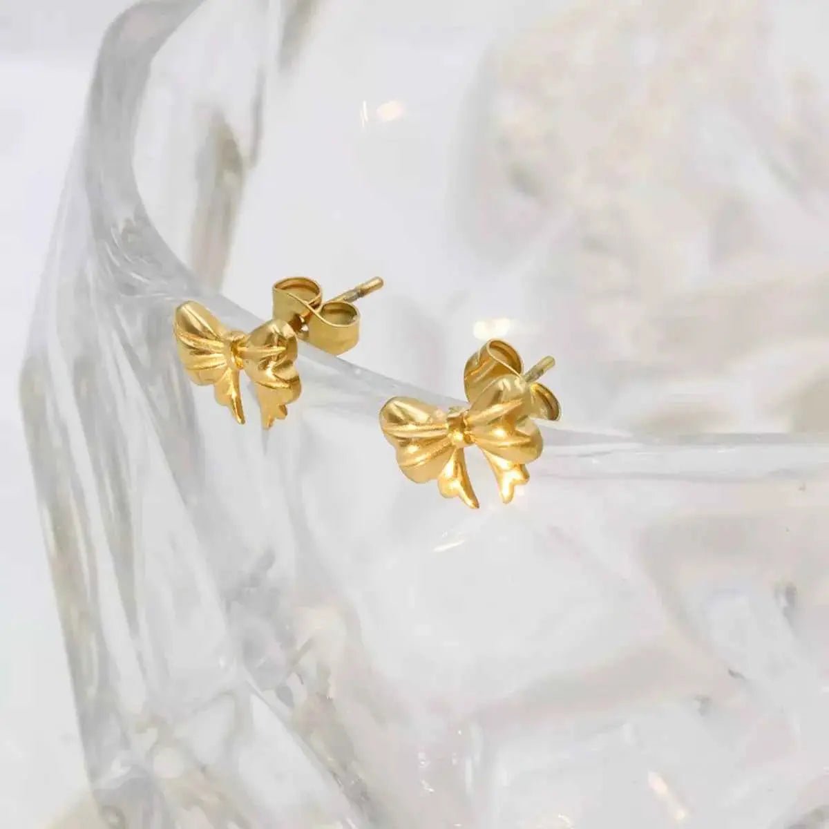 18K Gold - Plated Bow Earrings - SmileBen