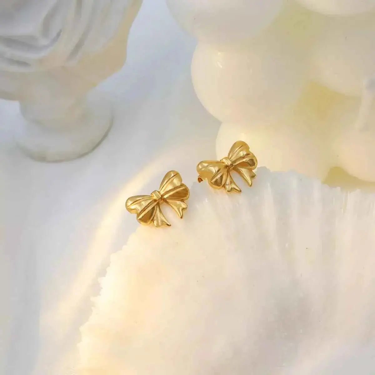 18K Gold - Plated Bow Earrings - SmileBen