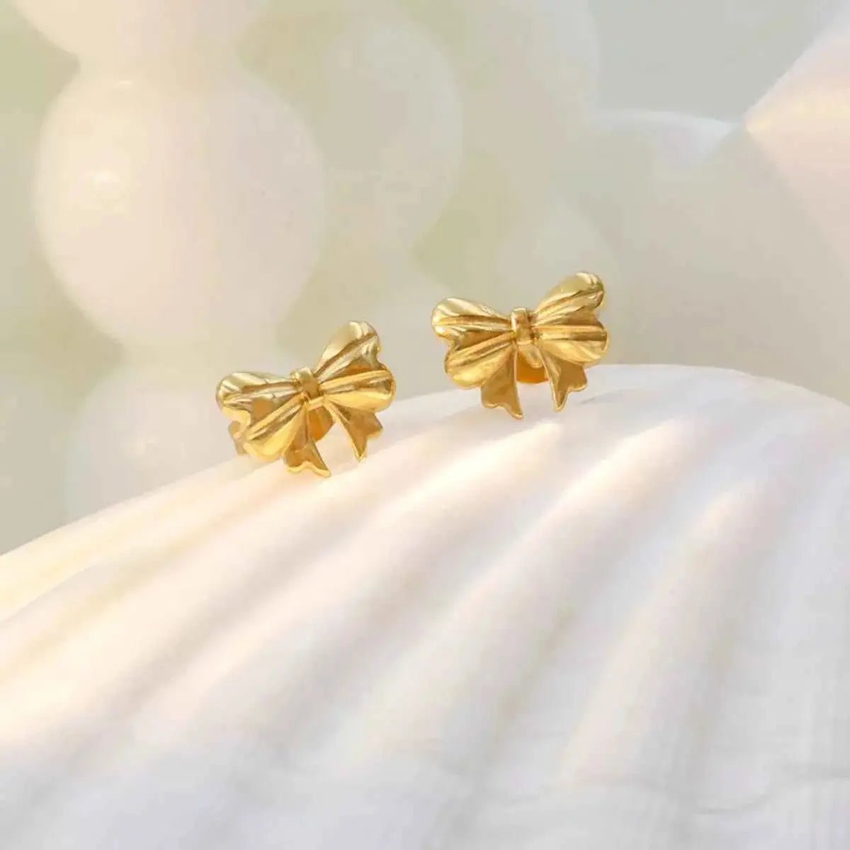 18K Gold - Plated Bow Earrings - SmileBen
