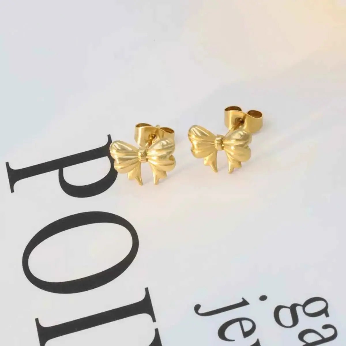 18K Gold - Plated Bow Earrings - SmileBen
