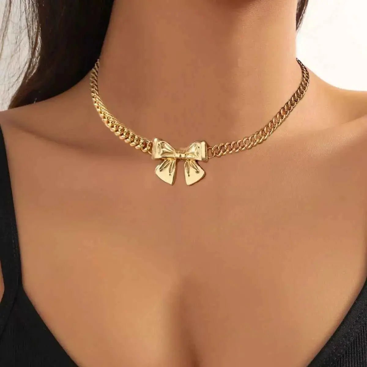 18K Gold - Plated Bowknot Chain Necklace - SmileBen