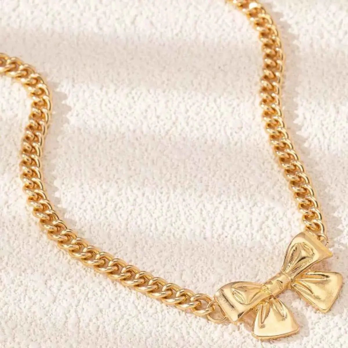 18K Gold - Plated Bowknot Chain Necklace - SmileBen