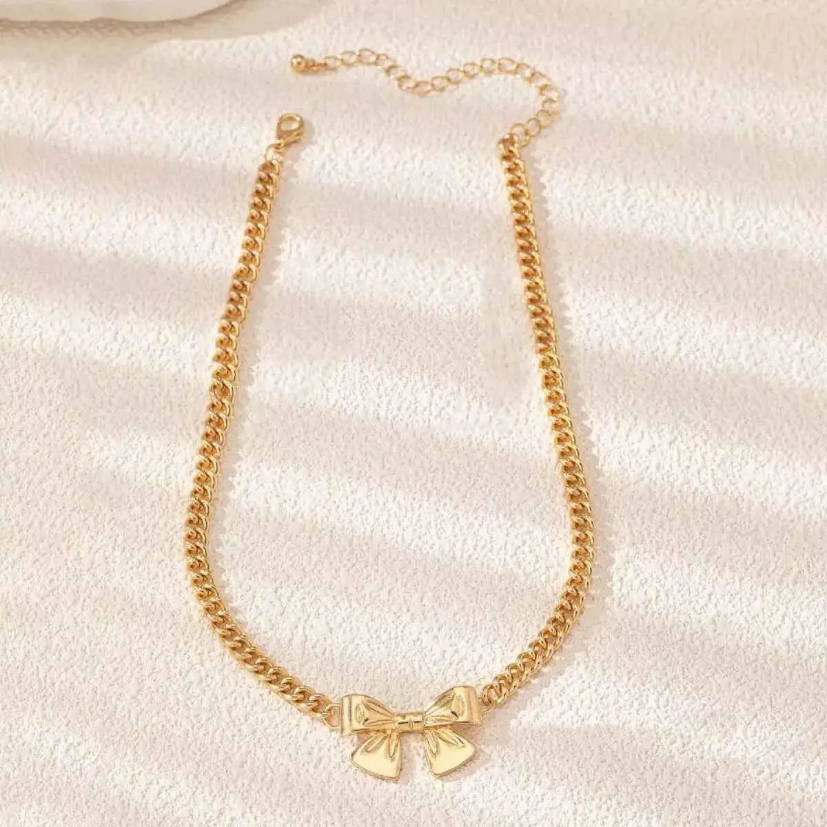 18K Gold - Plated Bowknot Chain Necklace - SmileBen