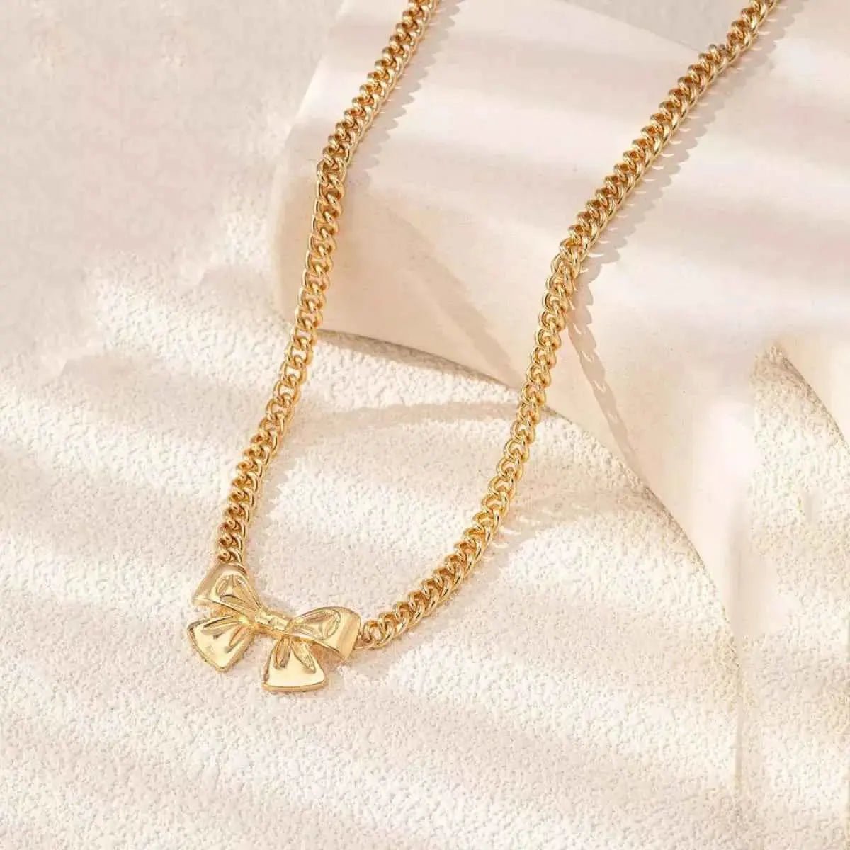 18K Gold - Plated Bowknot Chain Necklace - SmileBen