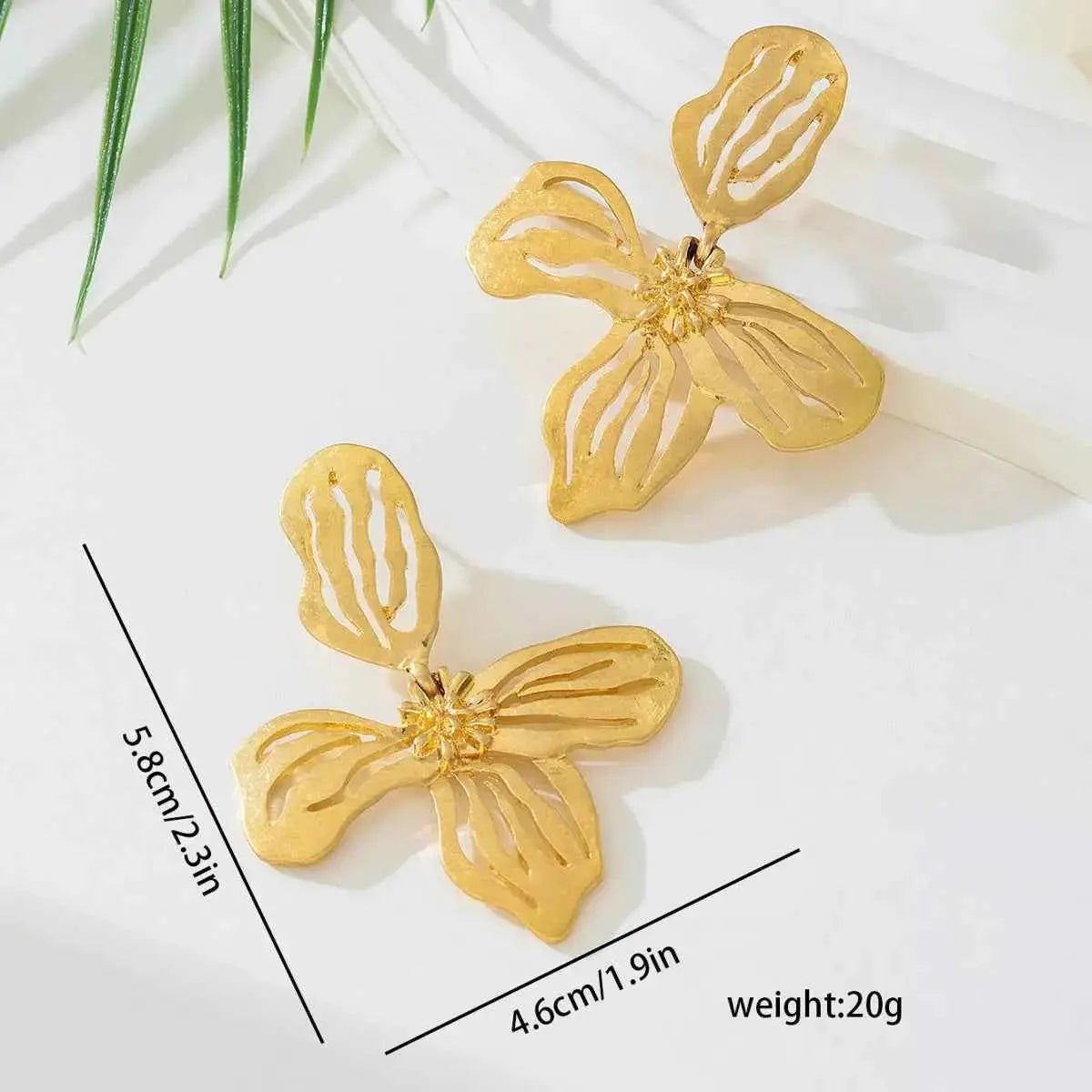 18K Gold - Plated Butterfly Flower Statement Earrings - SmileBen
