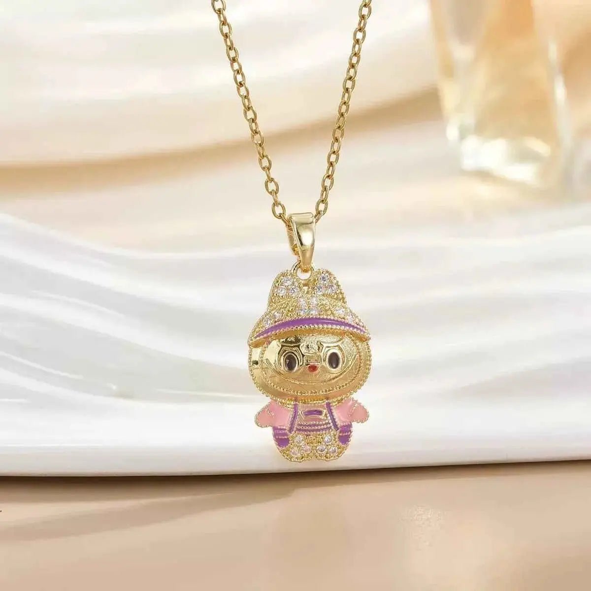 18K Gold - Plated Cartoon Character Pendant Necklace - SmileBen