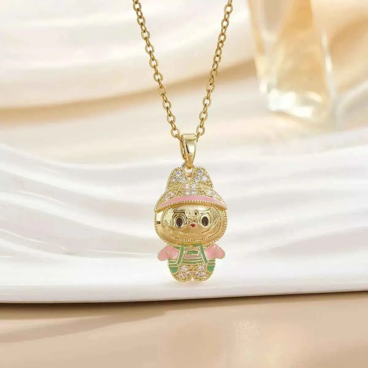 18K Gold - Plated Cartoon Character Pendant Necklace - SmileBen