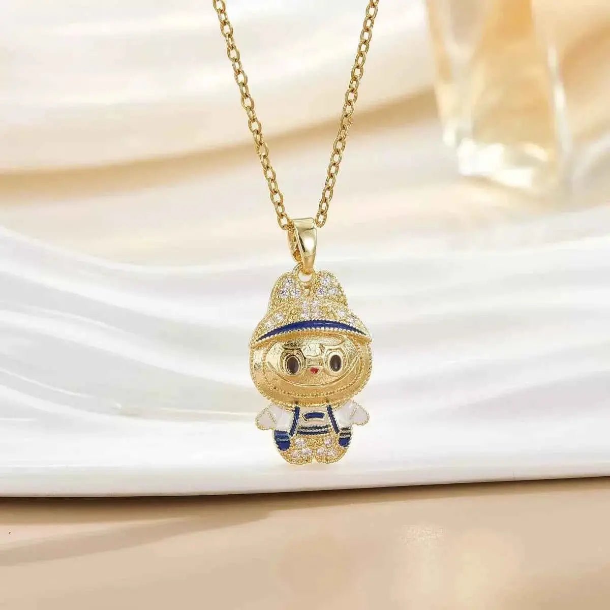 18K Gold - Plated Cartoon Character Pendant Necklace - SmileBen